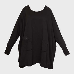 Top NEW WIDE LONG SWEAT noir PLUSLAVIE
