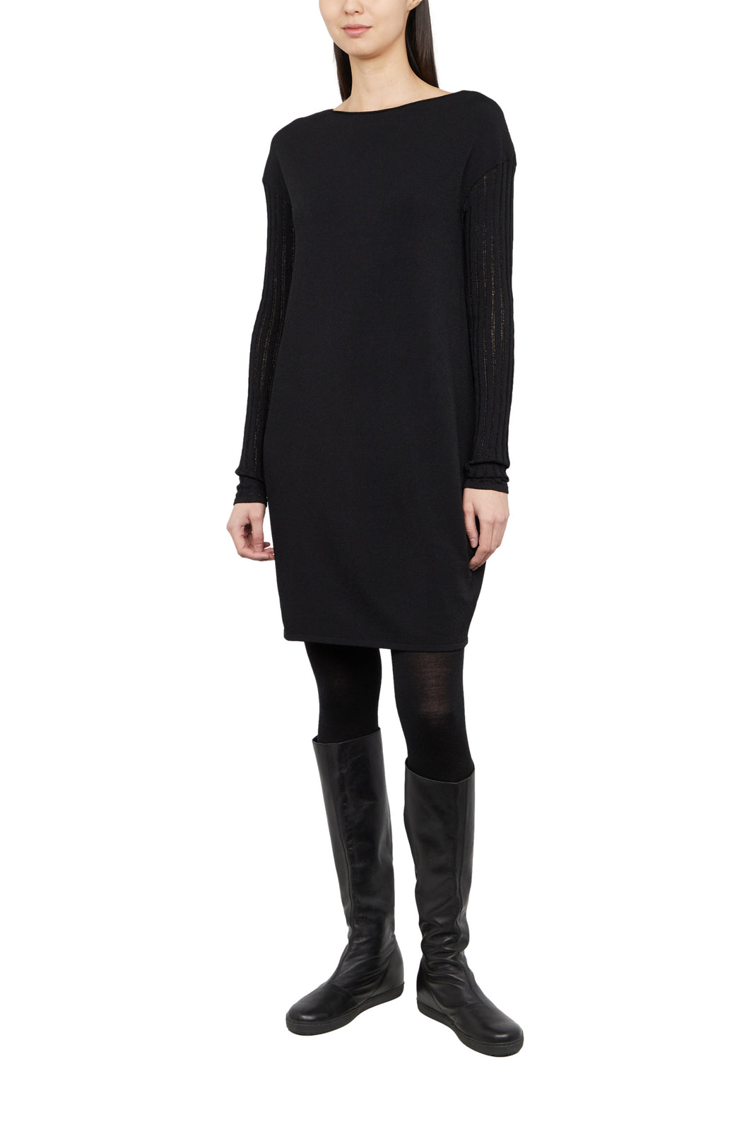Robe manches côtes effet dentelle Pacini