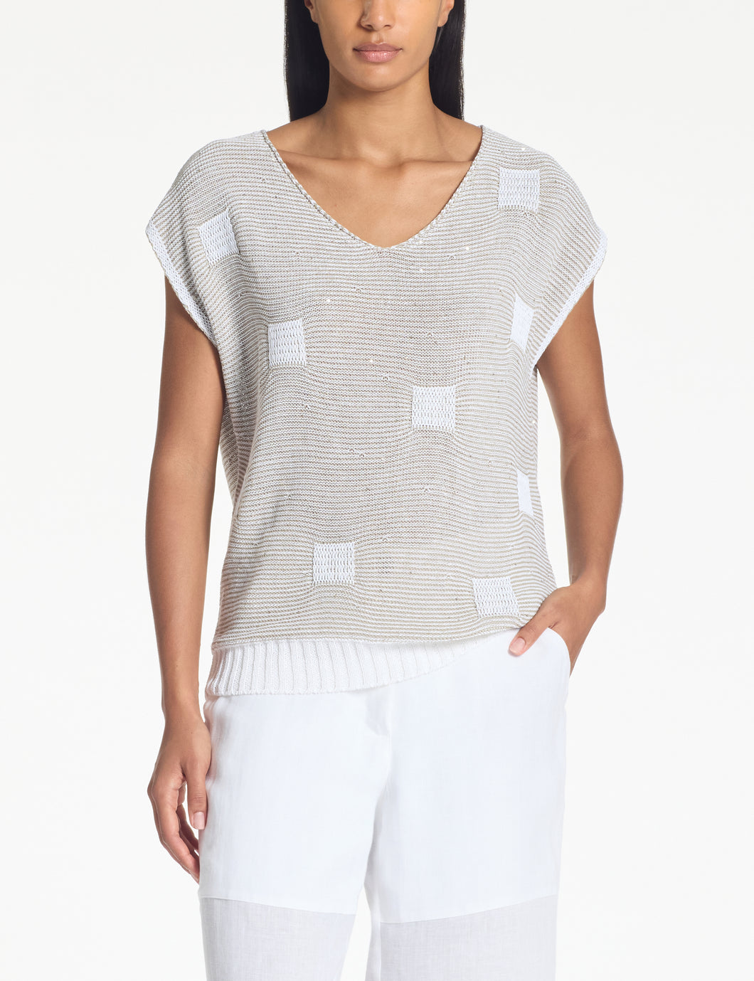 Top jacquard motif carré PACINI