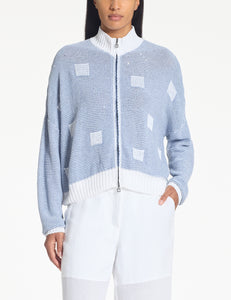 Cardigan jacquard motif carré PACINI