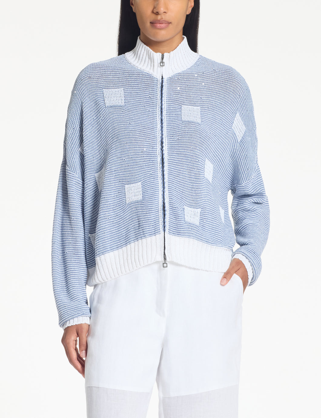 Cardigan jacquard motif carré PACINI