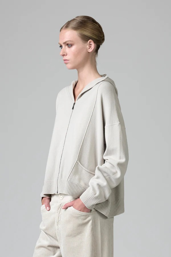 Sweat-shirt oversize à capuche en maille de viscose et laine TRANSIT