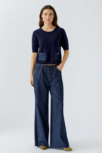 Pull court poches denim OUIO