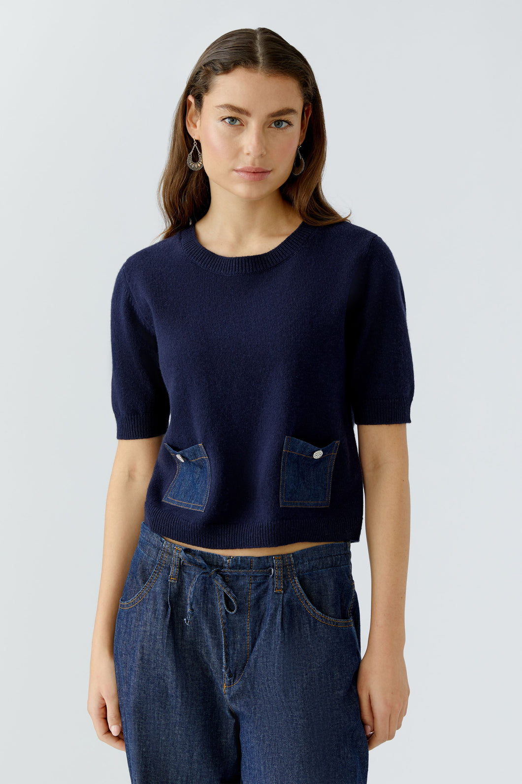 Pull court poches denim OUIO
