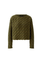 Charger l&#39;image dans la galerie, Pull torsades olive OUI

