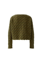 Charger l&#39;image dans la galerie, Pull torsades olive OUI

