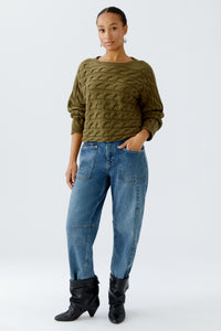 Pull torsades olive OUI