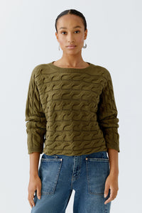 Pull torsades olive OUI