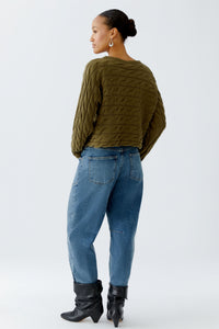 Pull torsades olive OUI