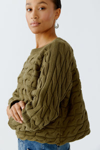 Pull torsades olive OUI