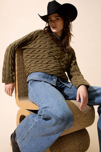 Pull torsades olive OUI