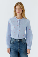 Charger l'image dans la galerie, Blouse bleue coeur rouge OUI
