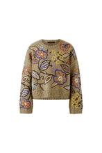 Charger l'image dans la galerie, Chandail camel violet broderies OUI
