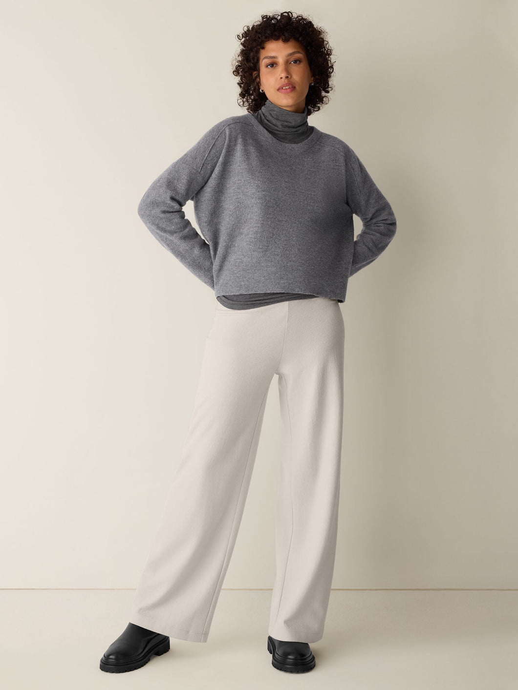 Pantalon laine vierge craie FISHER