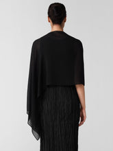 Charger l&#39;image dans la galerie, Poncho voile de soie noir FISHER
