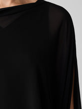 Charger l&#39;image dans la galerie, Poncho voile de soie noir FISHER
