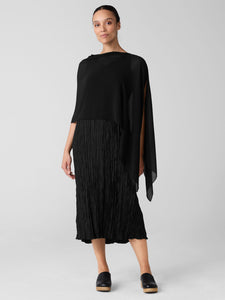 Poncho voile de soie noir FISHER