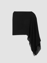 Charger l&#39;image dans la galerie, Poncho voile de soie noir FISHER

