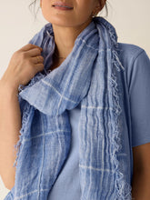 Charger l'image dans la galerie, Écharpe coton lin bleu denim FISHER
