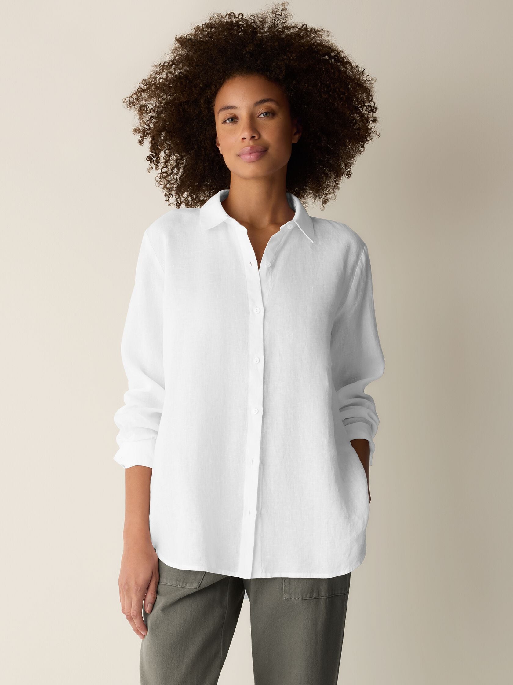 Débardeur Femme Eileen Fisher 100% Lin Gris - Taille S, Dos Coureur, Col Rond, état Très Bon