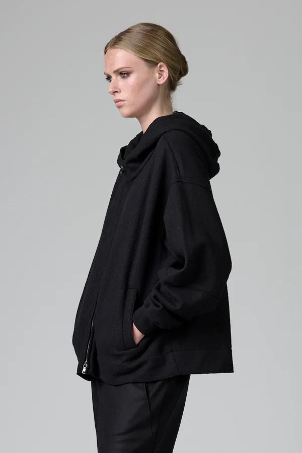 Blouson à capuche doublé en drap de laine TRANSIT